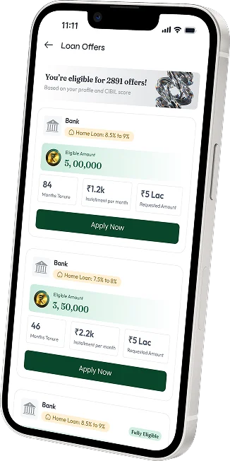 CreadXMoney app comparing loan offers from HDFC Bank and SBI