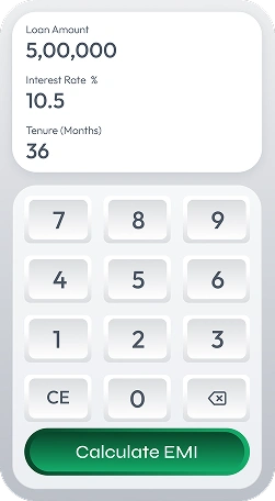 EMI calculator showing loan amount, interest rate and tenure