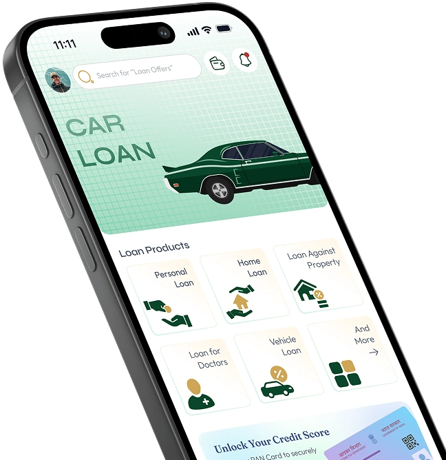 CreadXMoney app on a smartphone showing loan products